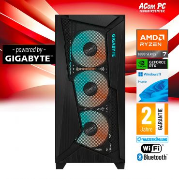 ACom GIGABYTE UG R7-4060Ti - Win 11 - AMD Ryzen 7 8700F - 32 GB DDR5 RGB - 2 TB SSD NVMe - RTX 4060 Ti (16 GB) - 750 Watt - WLAN, BT